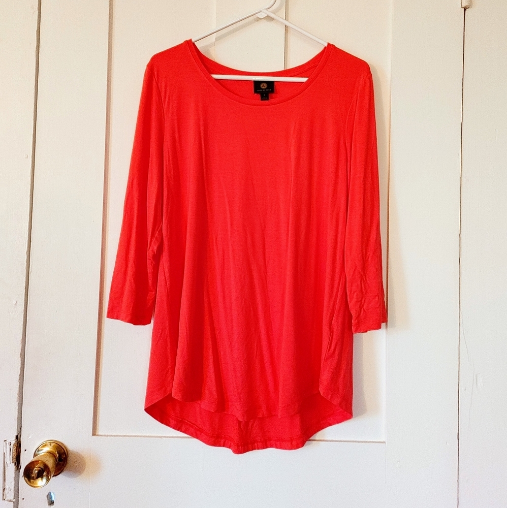 JM Collection hot pink blouse with three-quarter sleeve